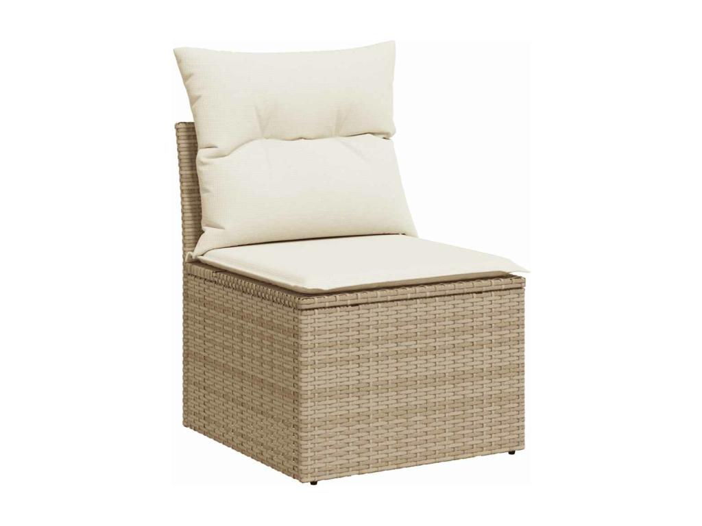 10-piece beige resin wicker garden furniture set with cushions VFMY30684