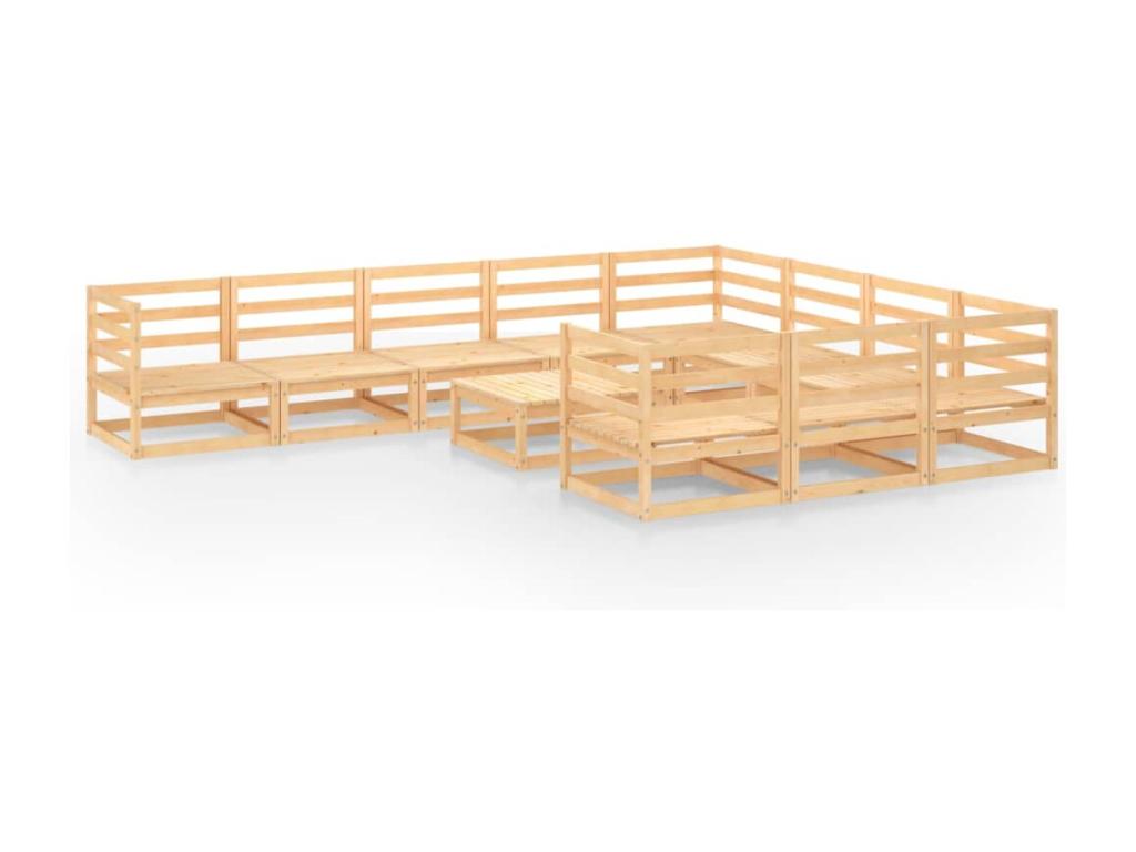 11-piece garden furniture set in solid pine wood PIXI34149