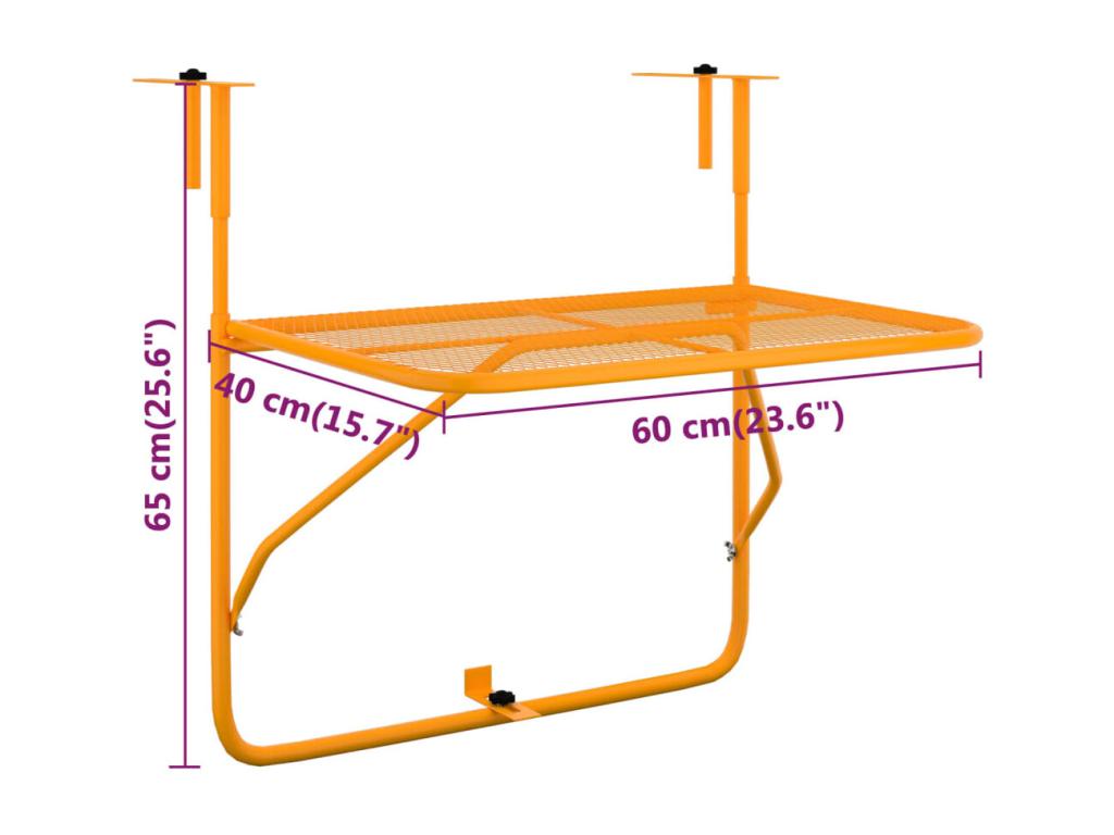 Yellow balcony table 60x40 cm Steel AFED87400