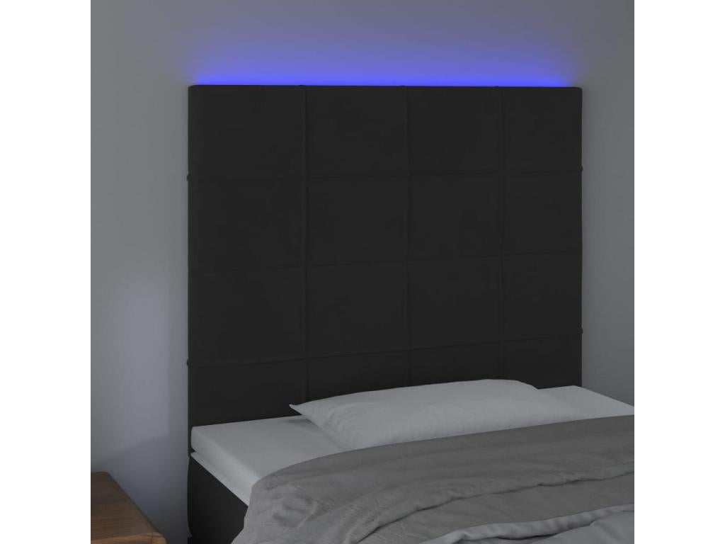 Black LED Headboard 90x5x118/128 cm Velvet KMON96409