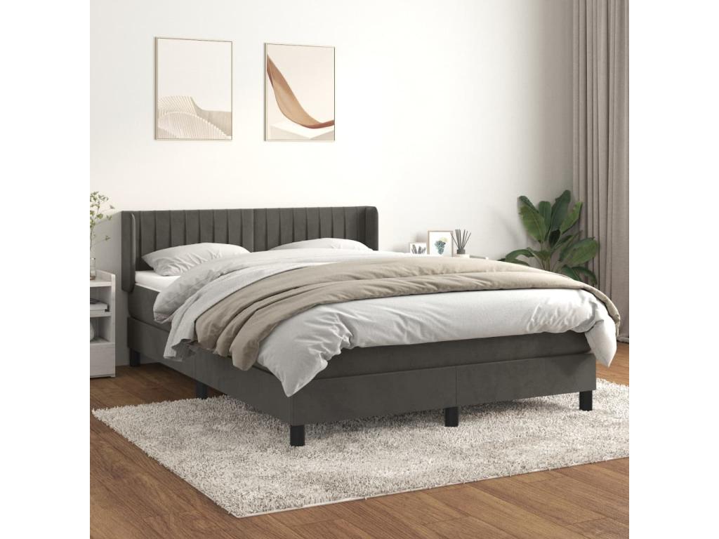Upholstered bed base and mattress, Dark Grey, 140x190cm, Velvet AMML17382