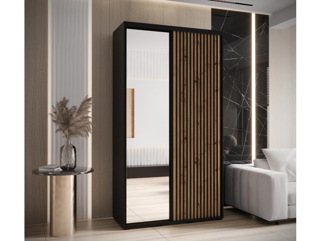 2-DOOR SLIDING WARDROBE 205.2/140/60 2 Doors Black/Elariva SNAJ20385