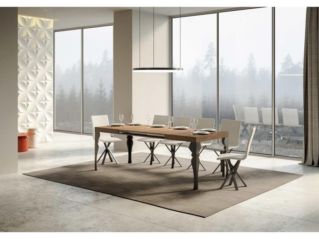 Extendable table 90x130/390 cm Natural Oak with Anthracite frame RBHV76228