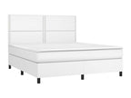 Upholstered bed base with mattress, white, 160x200cm, faux leather, WDKX58023