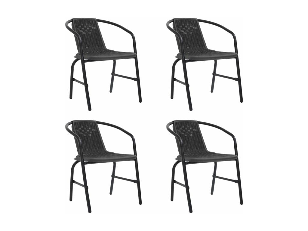 Garden chairs, set of 4, rattan, plastic and steel, 110 kg, BVVV27608
