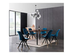 Boisona - Rectangular Dining Table Set in Walnut Finish with 6 Blue Velvet Chairs BBHP14606