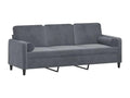 3-seater sofa with dark grey cushions, 180 cm, velvet YKPJ58746