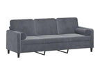3-seater sofa with dark grey cushions, 180 cm, velvet YKPJ58746