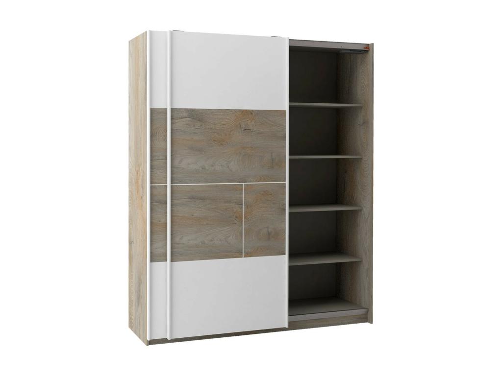 Elariva LIGHT - Wood Effect Wardrobe with Sliding Doors and Soft-Close Brake WARU37292