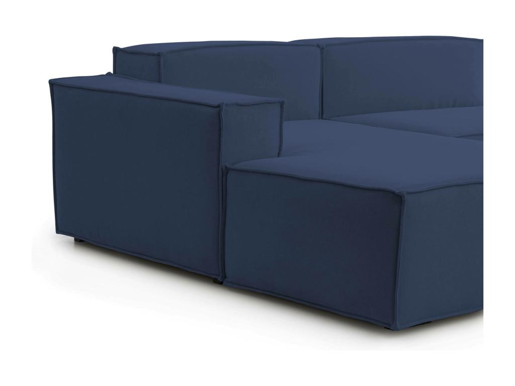Boisona Fixed Sofa Large Modular 2-Seater Sofa with Left-Hand Peninsula Made in Italy Modern Fabric Sofa 240x170x70 cm Blue LSGL73990