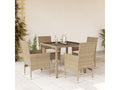 5-piece beige rattan and glass garden dining set and cushions GBAO11938