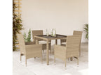 5-piece beige rattan and glass garden dining set and cushions GBAO11938