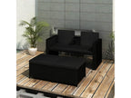 3-piece garden furniture set with cushions, black wicker resin, YLMD35423