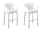 Set of 2 Bar Stools - Faux Leather / Metal - White - Boisona VPVN22059