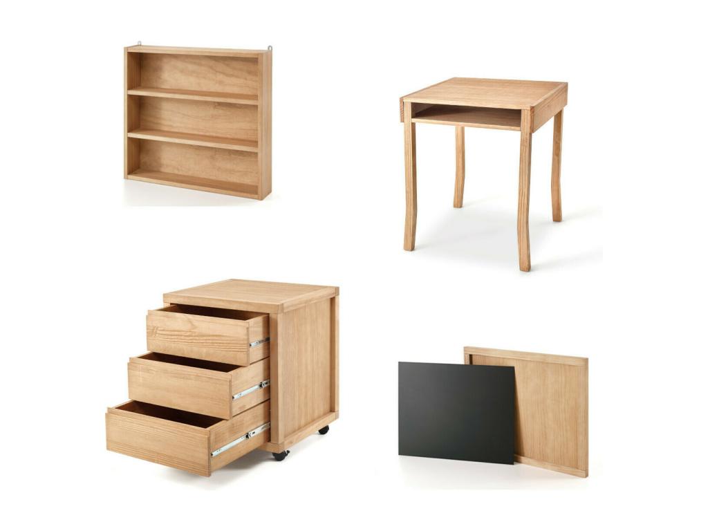 Convertible baby cot with mattress, 70x120 cm, solid wood, Boisona AUTA19838