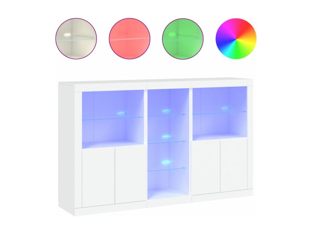 Buffet with white LED lights, 162x37x100 cm, QXQF76741