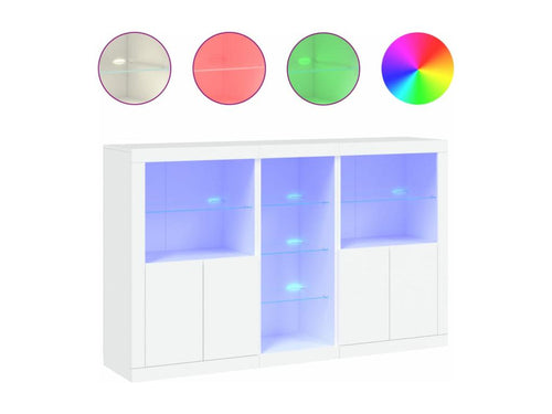 Buffet with white LED lights, 162x37x100 cm, QXQF76741