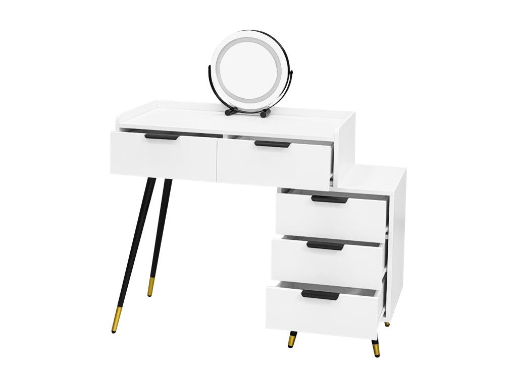Boisona Dressing Table with LED Mirror and Sliding Shelf, White, SPLN39481