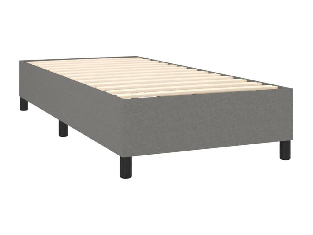 Upholstered bed base and mattress with LED lighting, Dark Grey, 100x200 cm, Fabric IXQX47073
