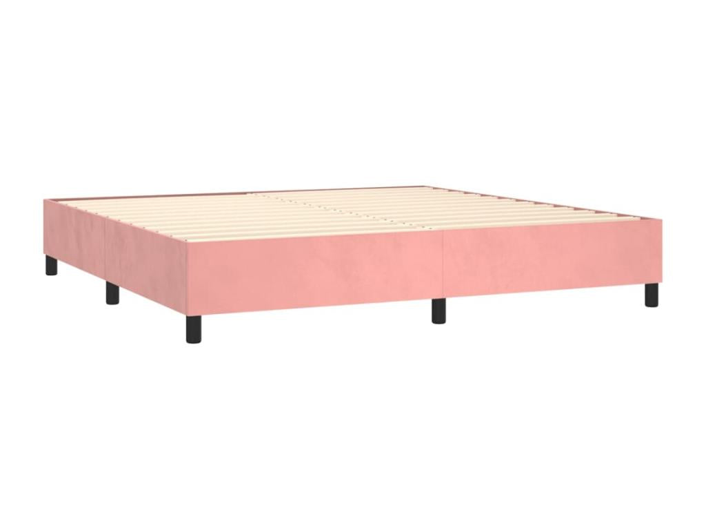 Bed base with LED mattress, Pink, 200x200cm, Velvet, HZPO03124