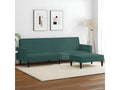 2-seater sofa bed with footrest, dark green velvet GTLB28149