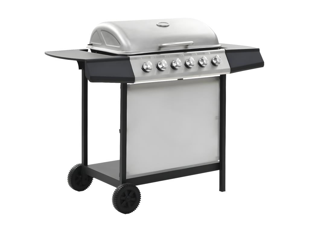 Gas barbecue with 6 cooking zones, stainless steel, silver, RXNZ40958