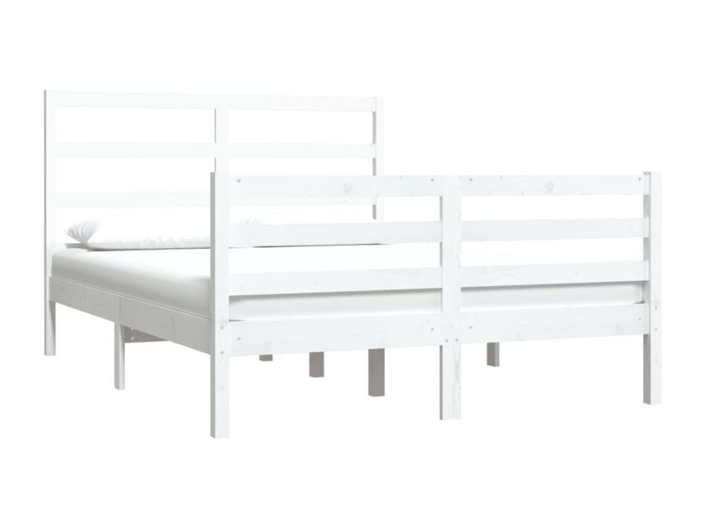 Bed frame without mattress white solid pine wood 120x190 cm APBO79676