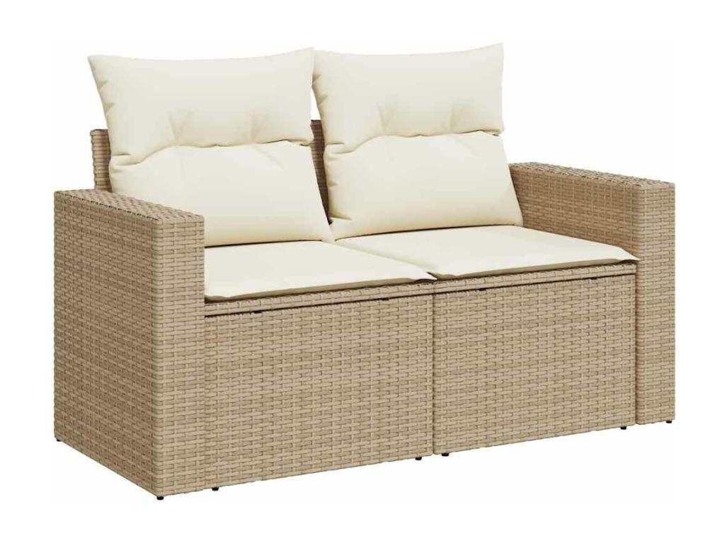Garden furniture set with cushions, 6 pieces, beige woven resin CTVM85102