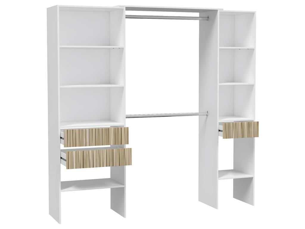Wardrobe with 3 drawers, natural arctic white - length 190 x height 187 x depth 40 cm HPPR63721