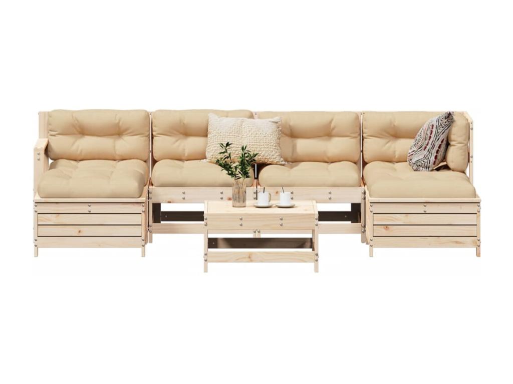 7-piece garden furniture set in solid pine wood FJWI96139