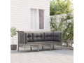 3-piece garden furniture set with cushions, Grey Wicker Resin CTKH61943