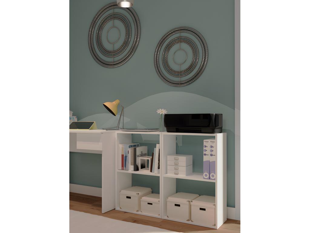 White 2-tier office shelf - Length 50 x Height 75 x Depth 24.5 cm AOJO59503