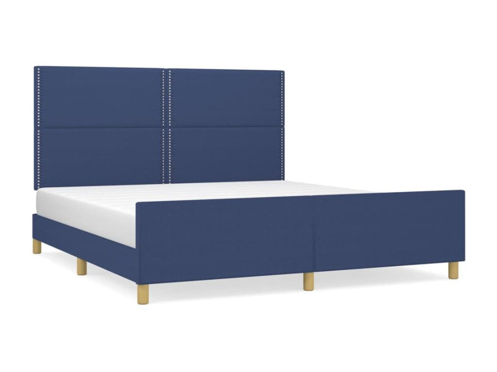 Blue bed frame without mattress, 160x200 cm, fabric, ESQF02922