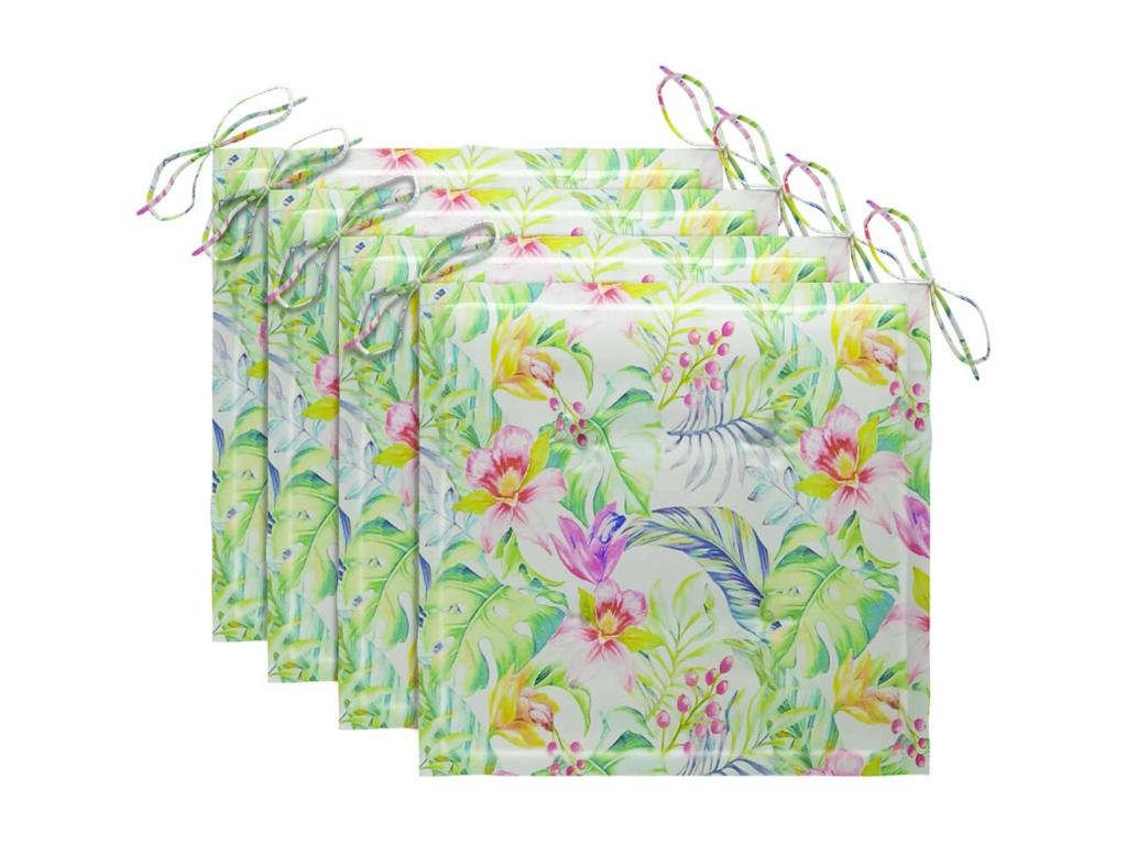 Garden chairs with cushions, 4 pieces, solid teak wood, BNPB42162