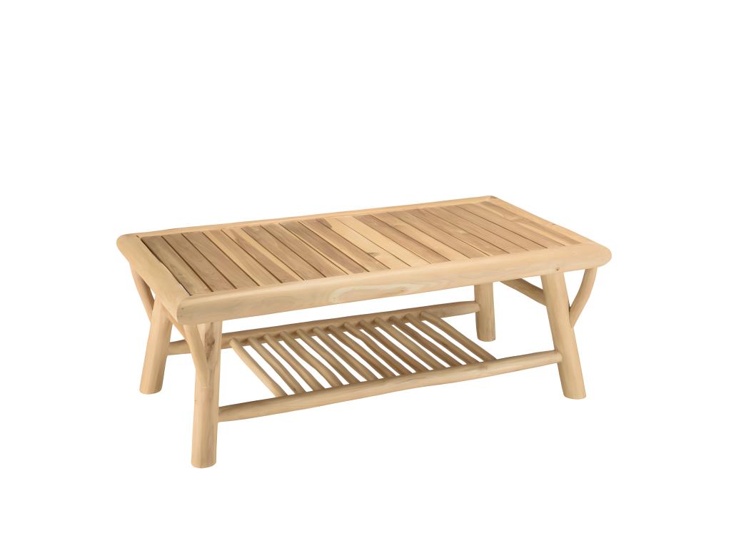 Elariva - Rectangular teak coffee table with double top UKCX38673