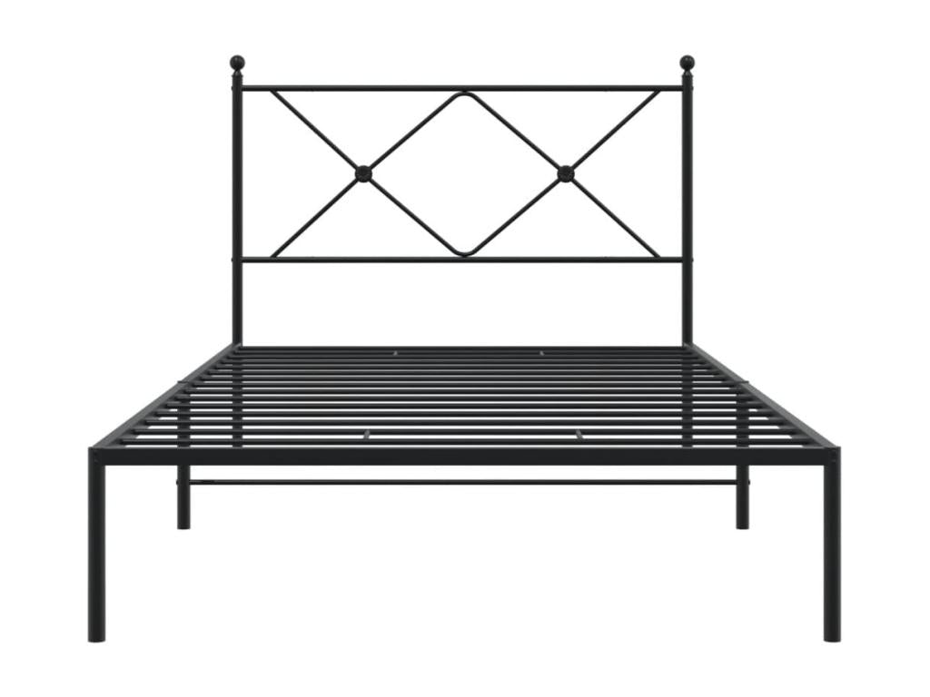 Metal bed frame without mattress with black headboard 100x190cm SLXJ85692