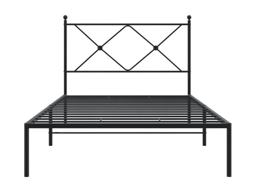 Metal bed frame without mattress with black headboard 100x190cm SLXJ85692