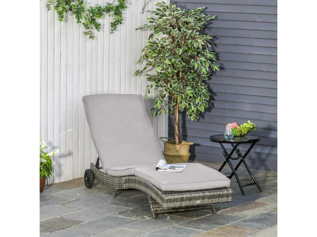 Grey reclining sun lounger INPB03678