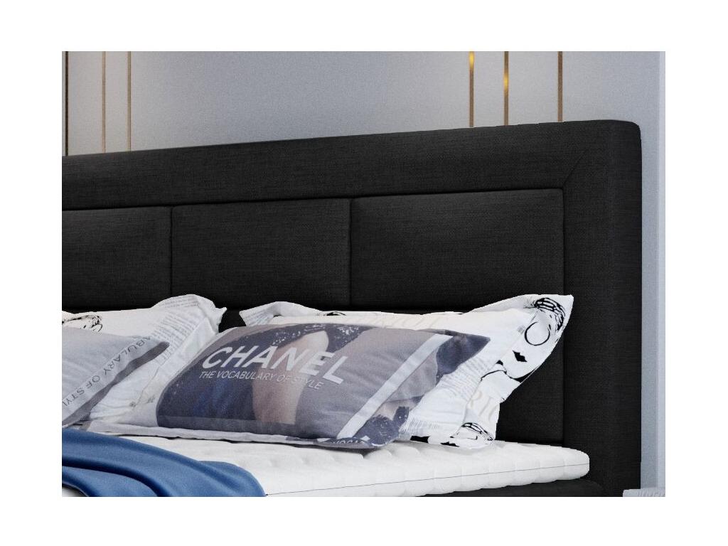 Boisona black fabric continental bed - Sleeping area 140x200 cm AXNZ47541