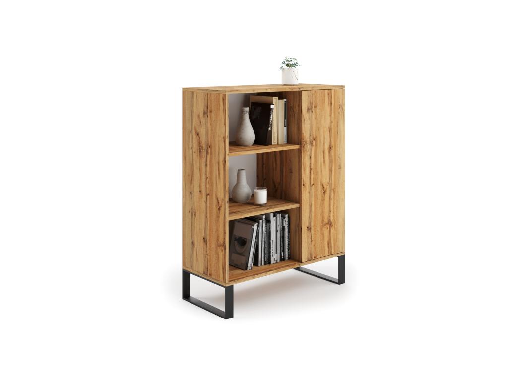 Metal freestanding bookcase - handcrafted golden oak style IPUS89634