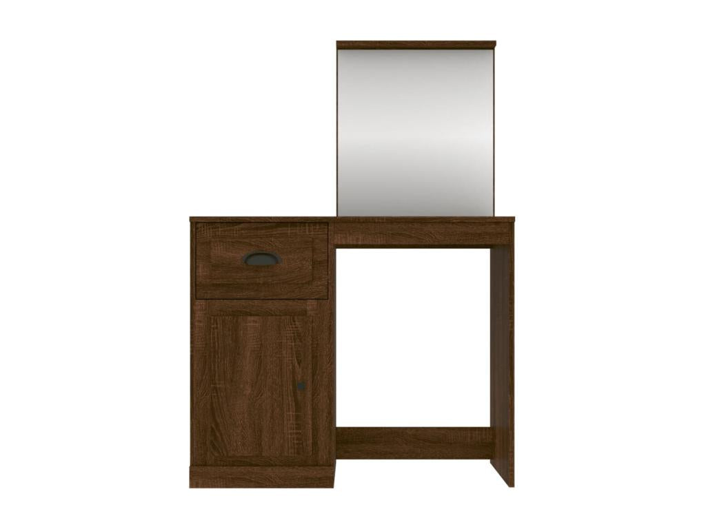 Dressing table and mirror, brown oak, 90x50x132.5 cm, engineered wood, SALS59701