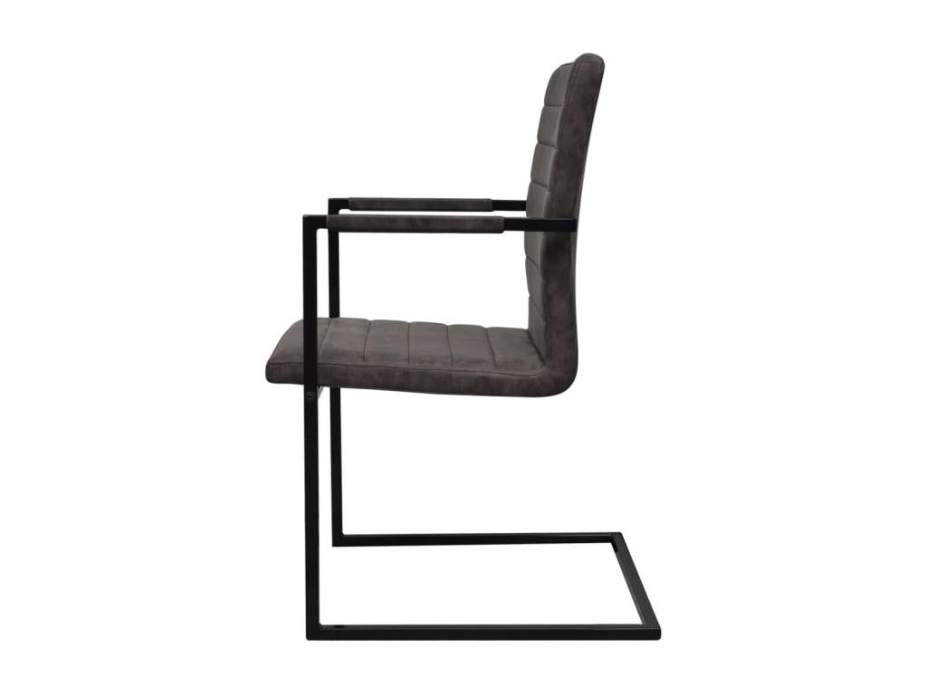 Cantilever dining chairs, set of 6, brown faux leather, AFOQ09434