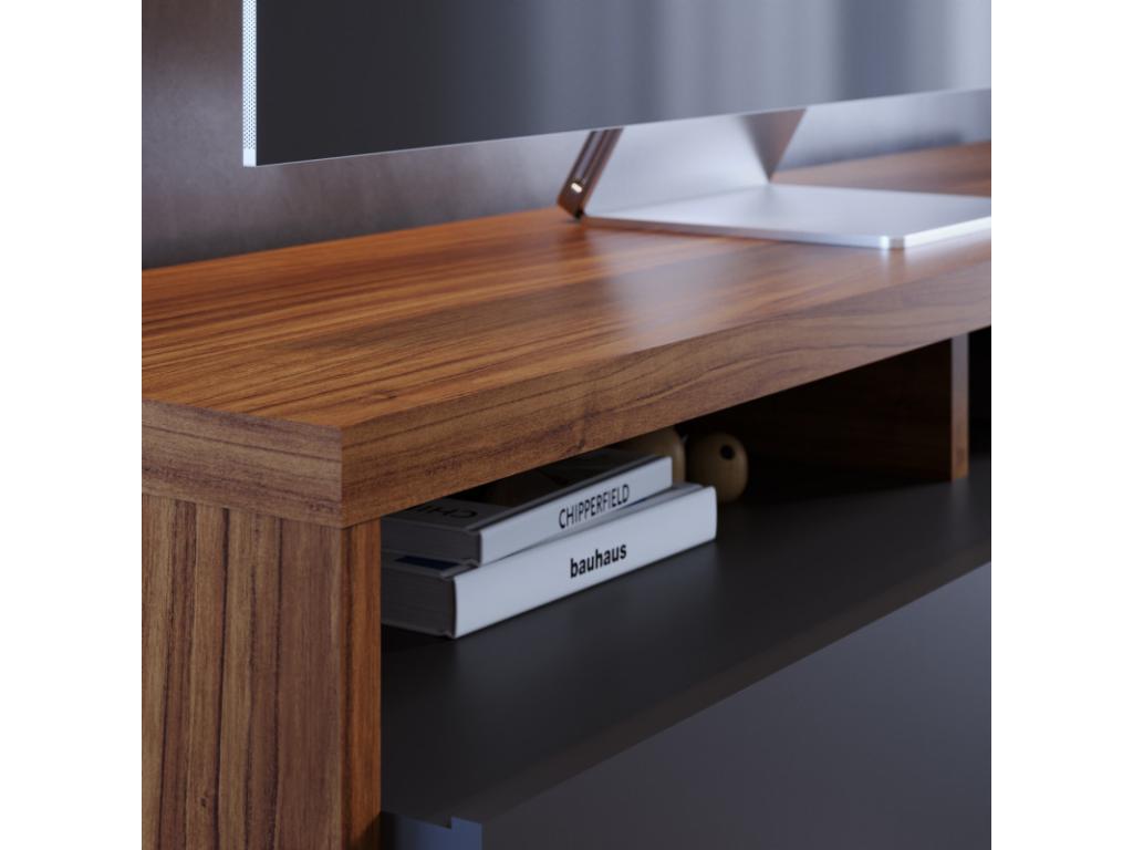 70-inch TV/Bar Unit, Oak and Anthracite, 3 Doors, 6 Shelves, W 210 H 50.6 D 45.3 cm AGCC67576