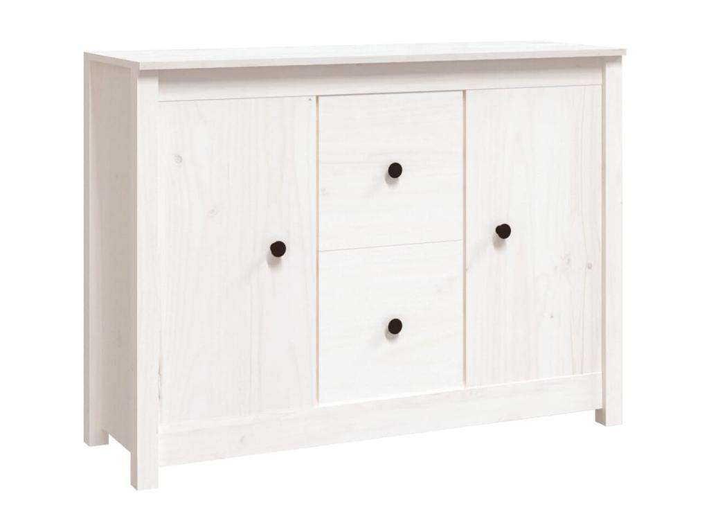 White Buffet 100x35x74 cm Solid Pine Wood QAHD03305