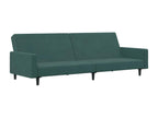 2-seater sofa bed with footrest, dark green velvet GTLB28149