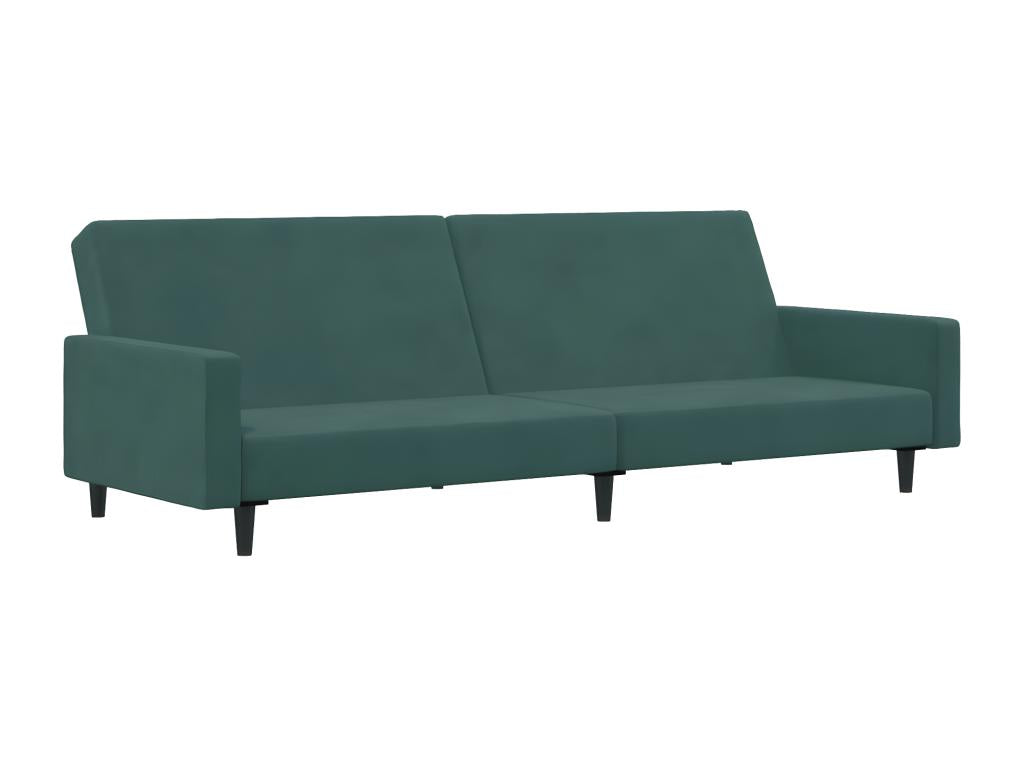 2-seater sofa bed with footrest, dark green velvet GTLB28149