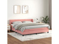 Upholstered bed base with mattress, Pink, 160x200 cm, Velvet, OIVQ02004