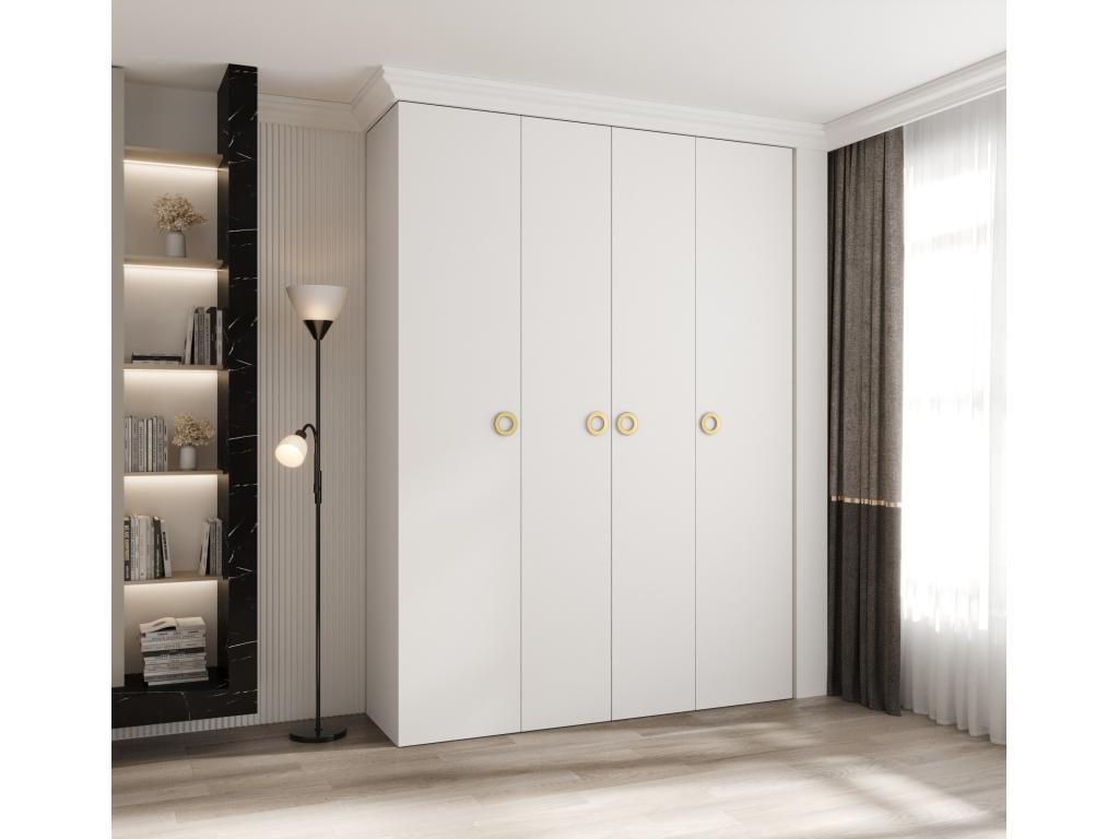Hinged door wardrobe 1 245.5/180/40 4 doors white/gold KYBM00856