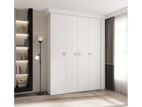 Hinged door wardrobe 1 245.5/180/40 4 doors white/gold KYBM00856