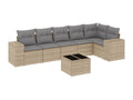 Garden furniture set with cushions, 7 pieces, beige woven resin, CMTL68851